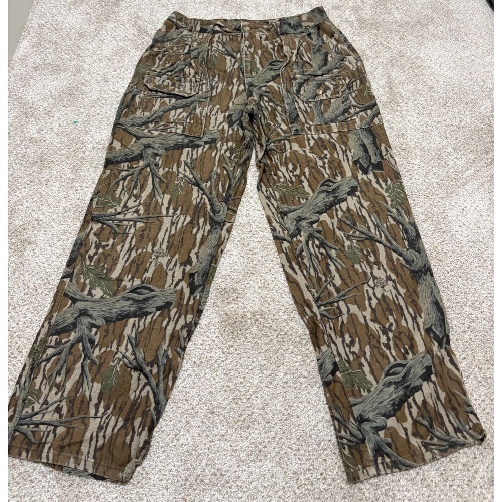 Vintage Camo Pants Medium Brown Mossy Oak Camoflage Cargo Made in USA 34x30